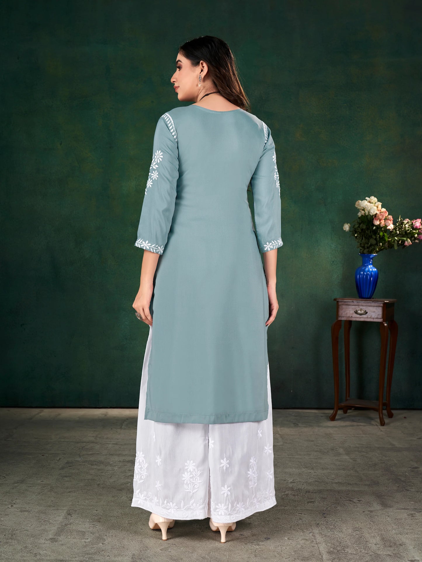 Traditional Chavli Chikankari Kurti & Palazzo