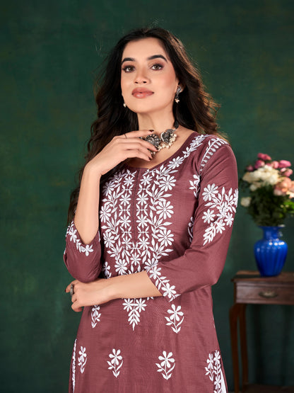 Traditional Chavli Chikankari Kurti & Palazzo