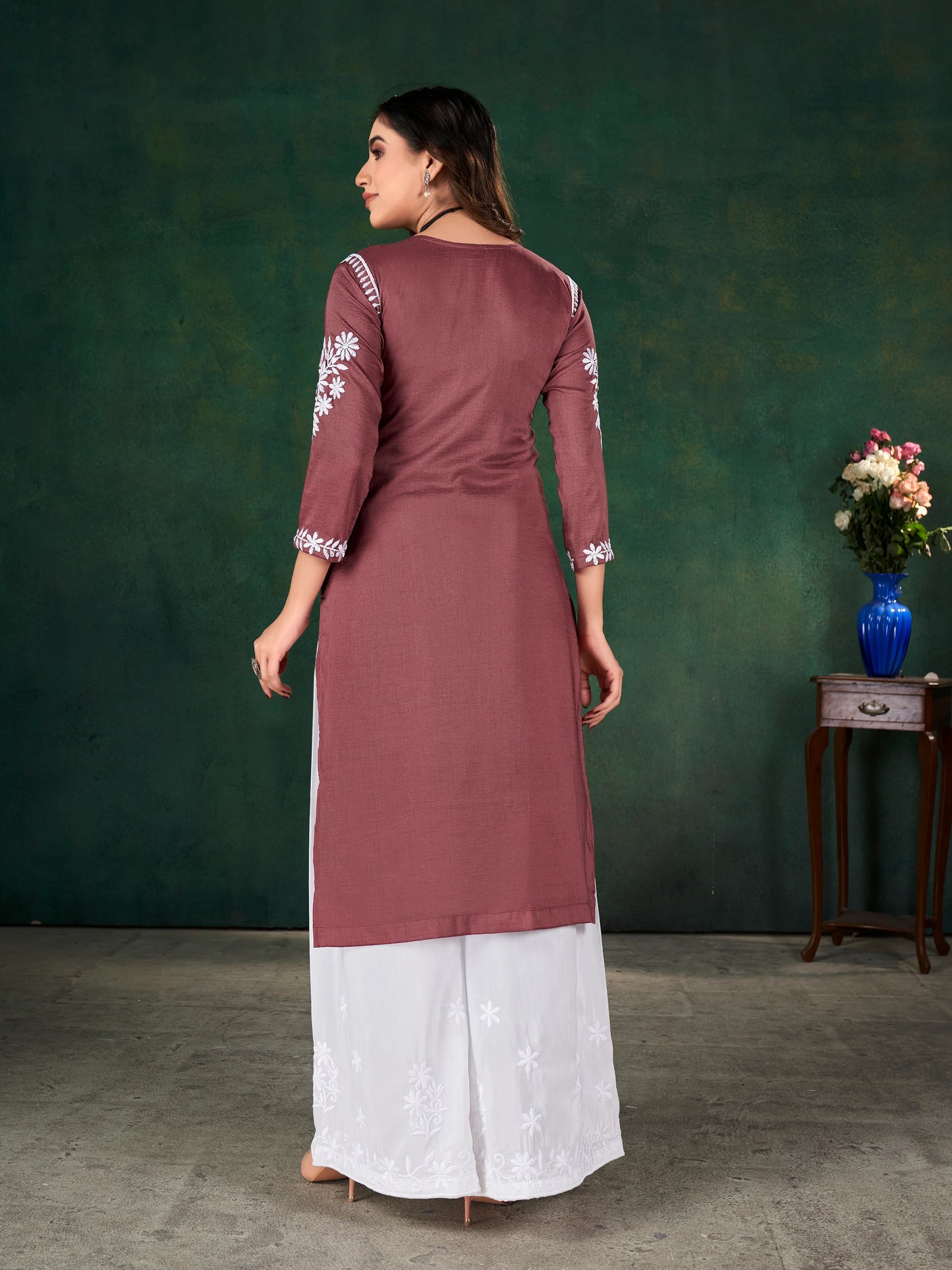 Traditional Chavli Chikankari Kurti & Palazzo