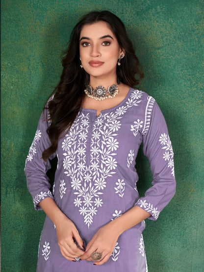 Traditional Chavli Chikankari Kurti & Palazzo