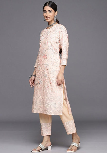 Floral Chikankari Embroidered Kurta & Trousers Set