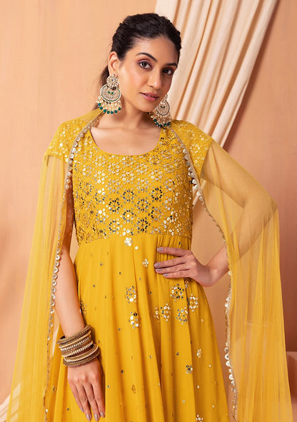 Elegant Mustard Anarkali Suit Set