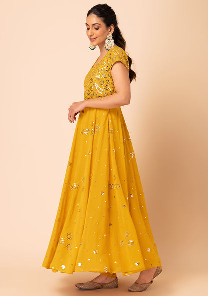 Elegant Mustard Anarkali Suit Set