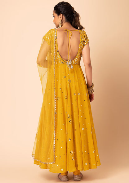 Elegant Mustard Anarkali Suit Set