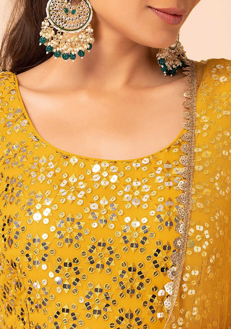 Elegant Mustard Anarkali Suit Set