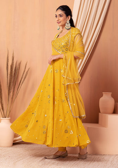 Elegant Mustard Anarkali Suit Set